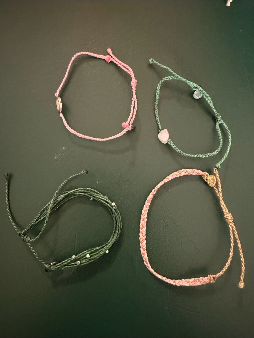 Set of 4 Braided String Bracelets in Pink and Green by Pura Vida